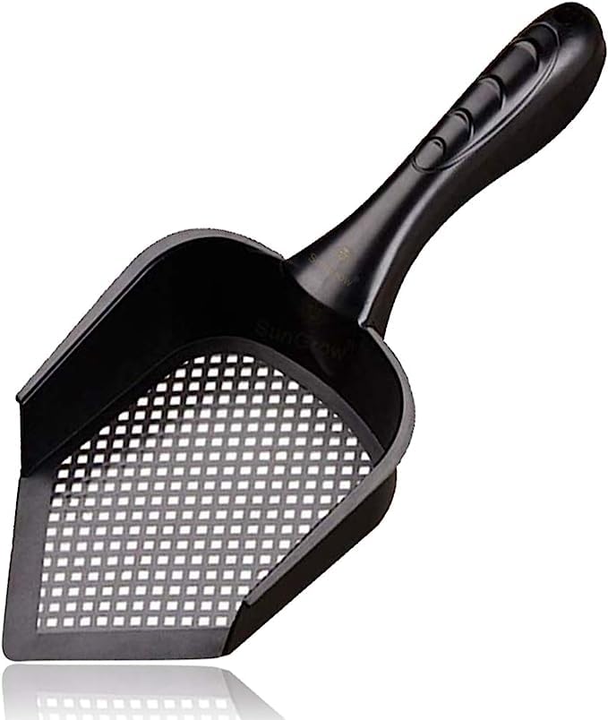 SunGrow Reptile Litter Scoop, Pointed Edge, for Cat & Chicken Coop, Right-Angled Wide and Deep Shovel, Black, 1 Pc per Pack - Image 1